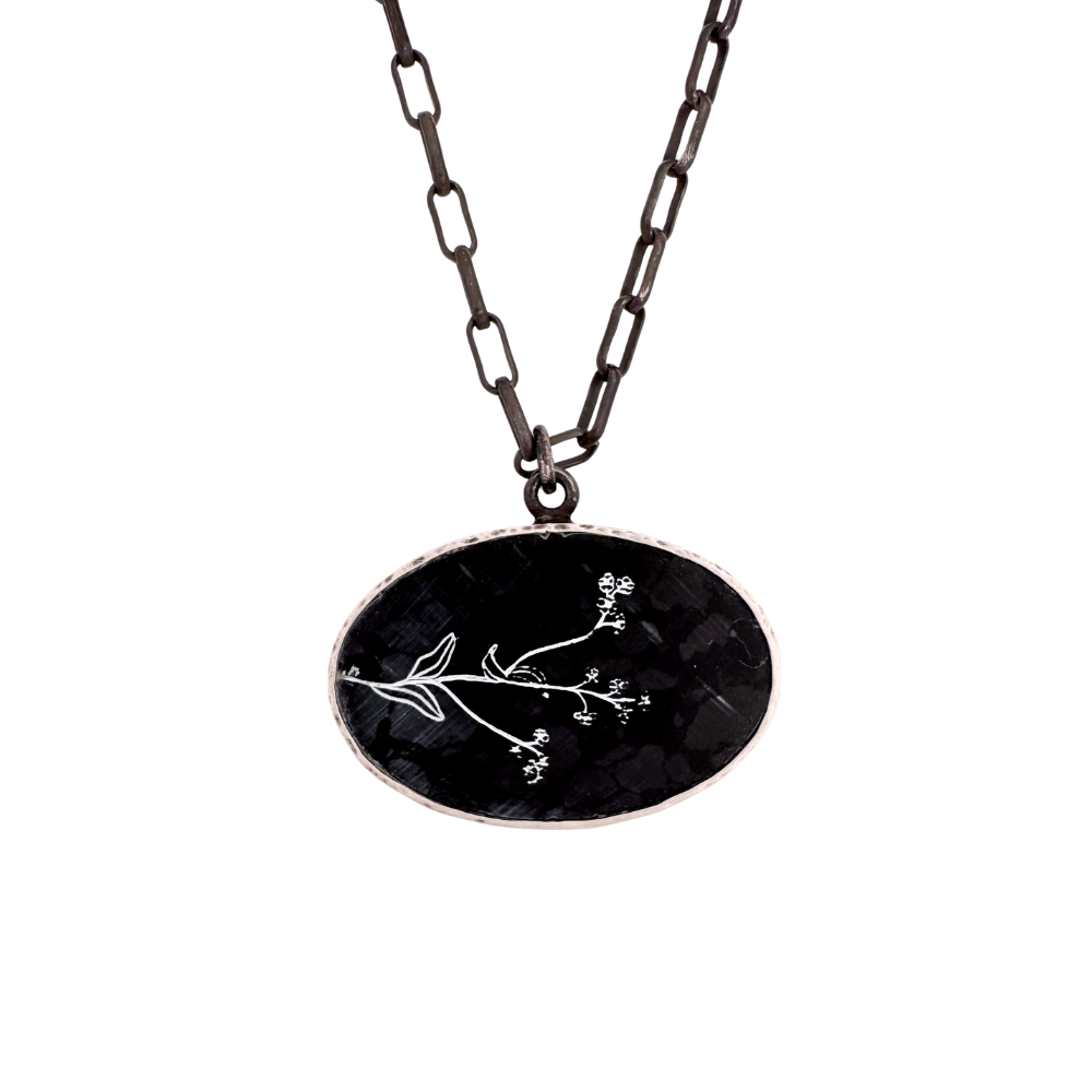 Reversible Black Marble Necklace