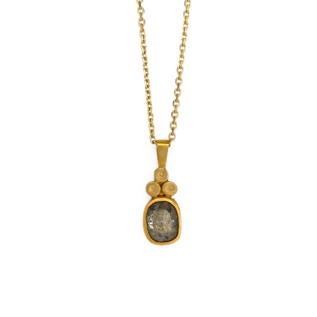 Ship Wrecked Grey Oval Diamond Necklace