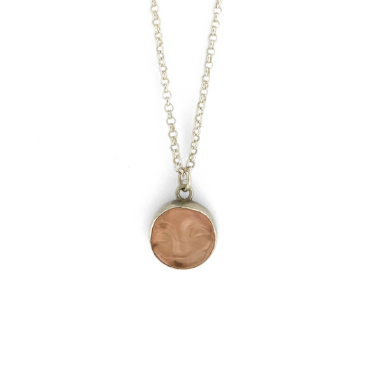 Rose Quartz Moon Face Pendant