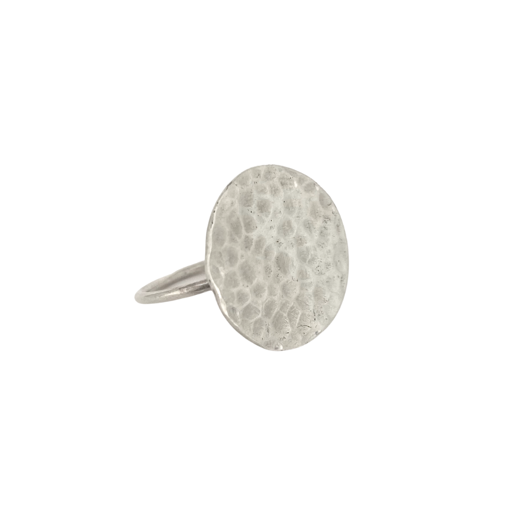 Large Hammered Moon Ring