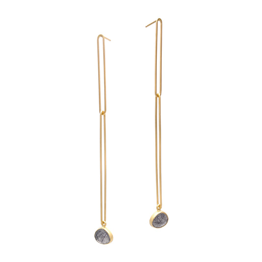 Long Link Quartz Earrings