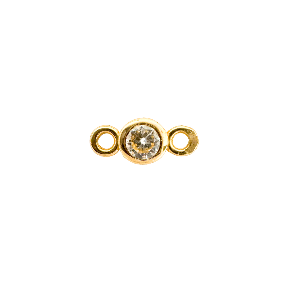 14k Gold Round Diamond Link
