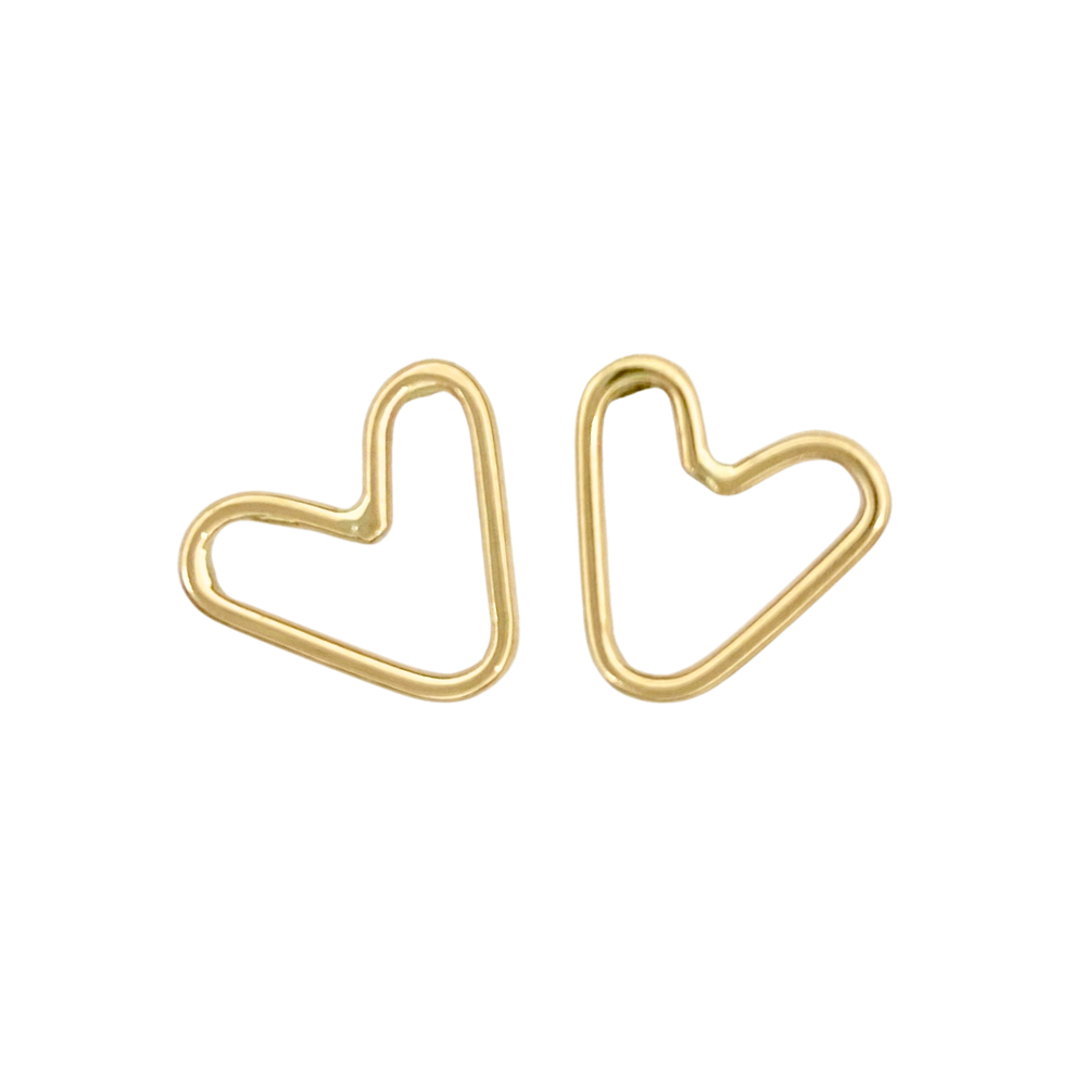 14k Gold Connected Hearts Post Earrings