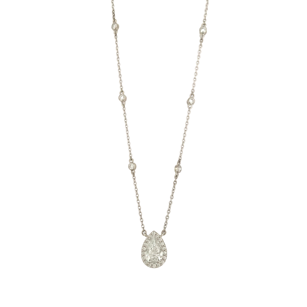 Teardrop Diamond Pendant with Multi Diamond Chain