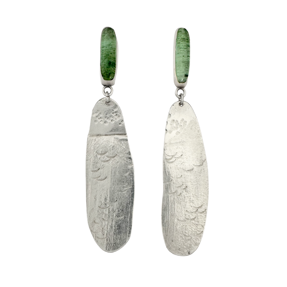 Tourmaline Silver Landscape Earrings