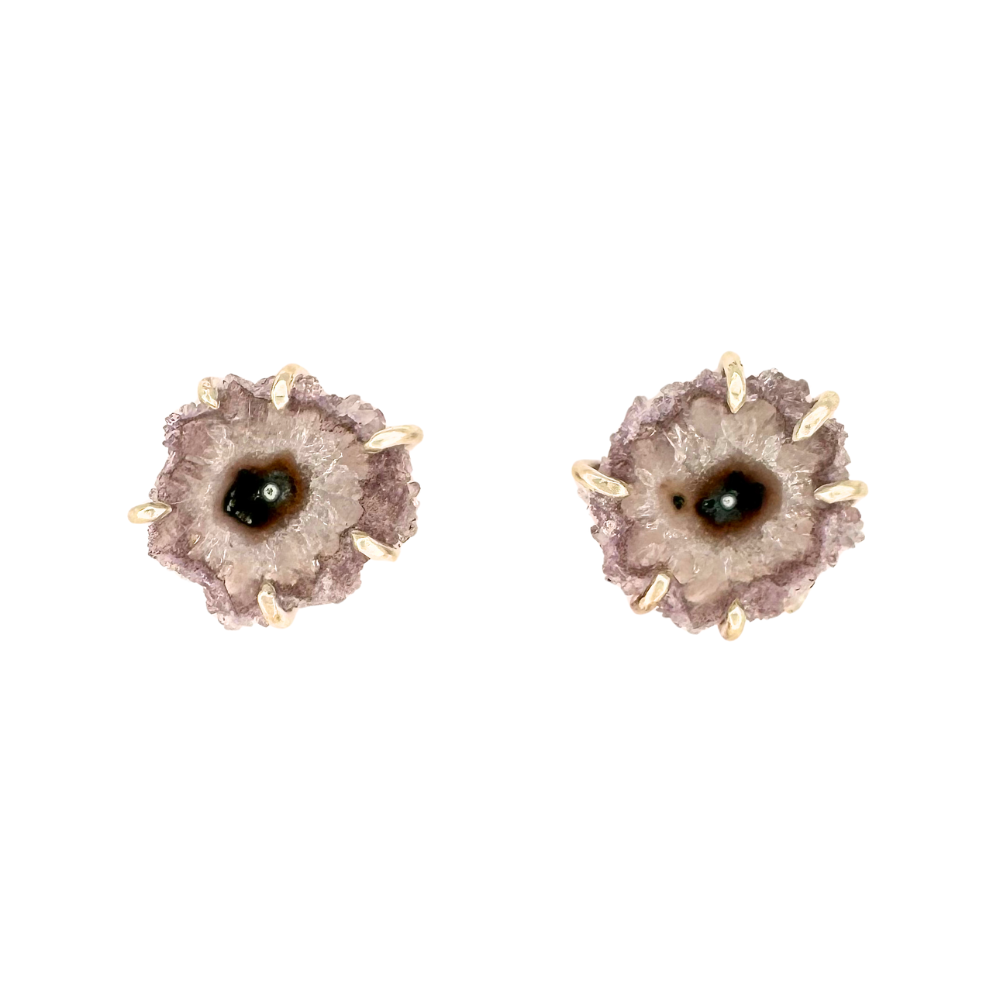 Amethyst Stalactite Slice Earrings