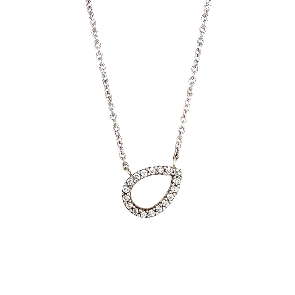 Slanted Diamond Teardrop Necklace
