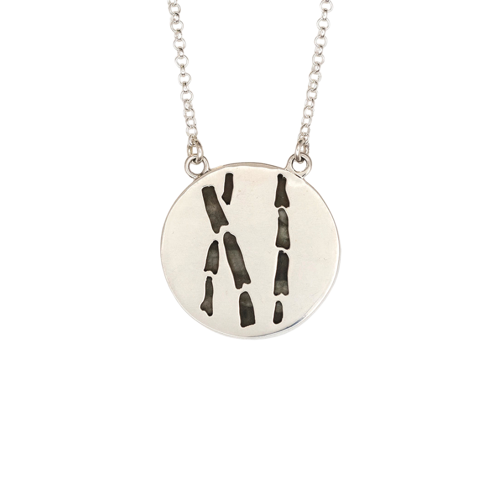 Round Chinese Writing Stone Pendant with Bamboo
