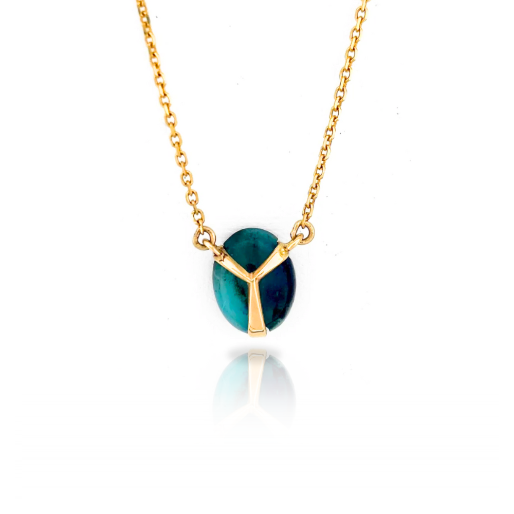 Lucky Scarab Pendant in 14k Gold and Emerald