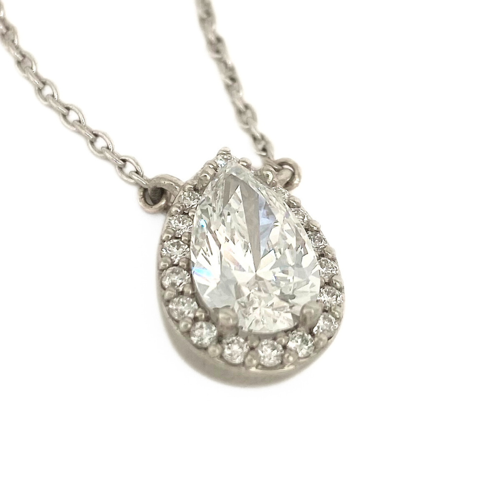 Teardrop Diamond Pendant with Multi Diamond Chain