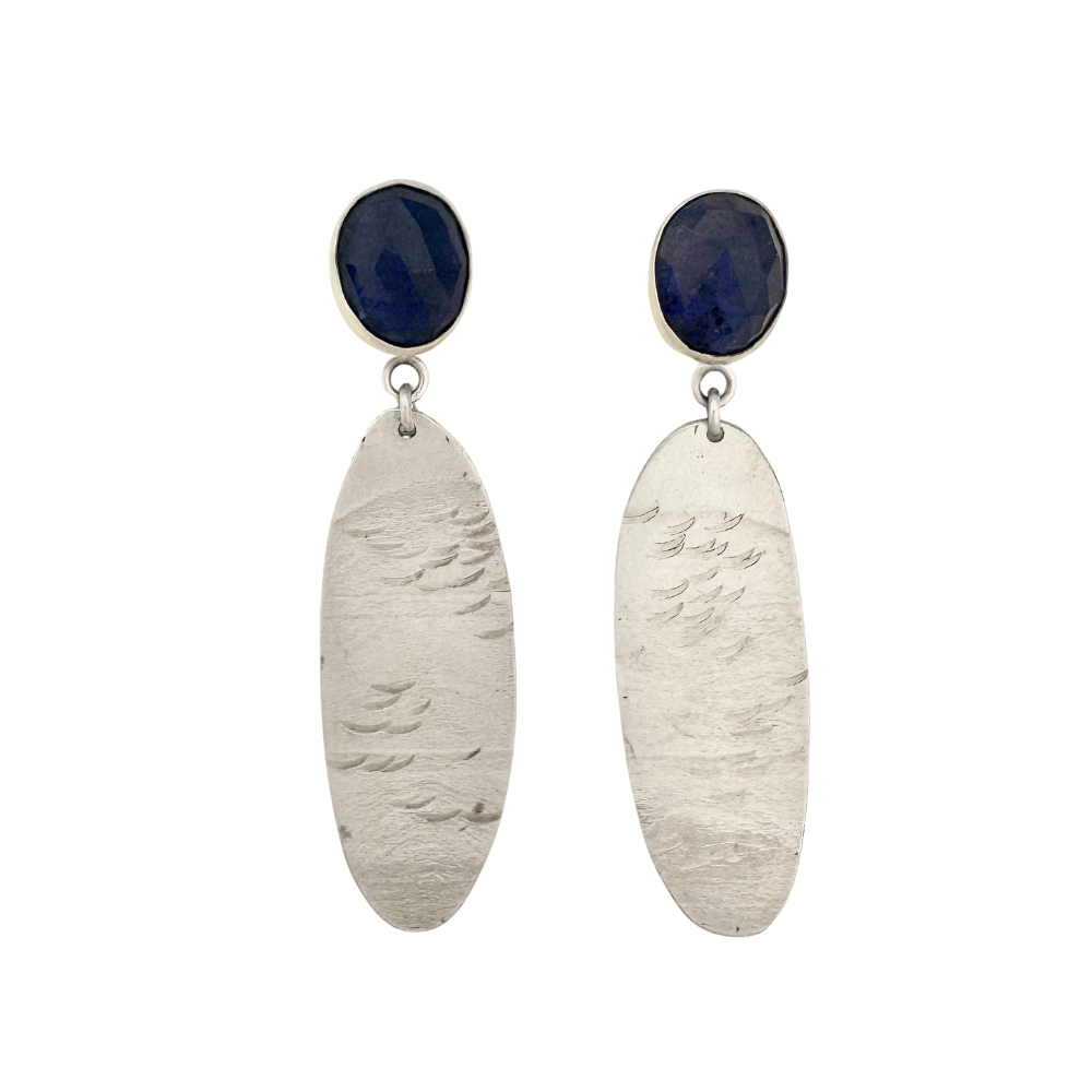 Lolite Silver Landscape Earrings