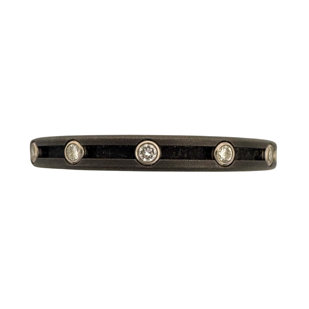 Titanium band with (12)1.5mm diamonds in 18K white gold set in channel