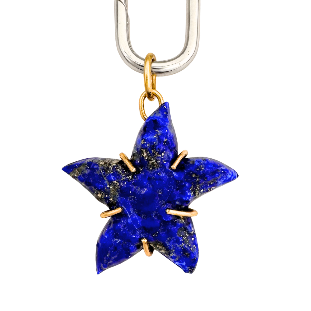 14k Starfish Lapis Charm
