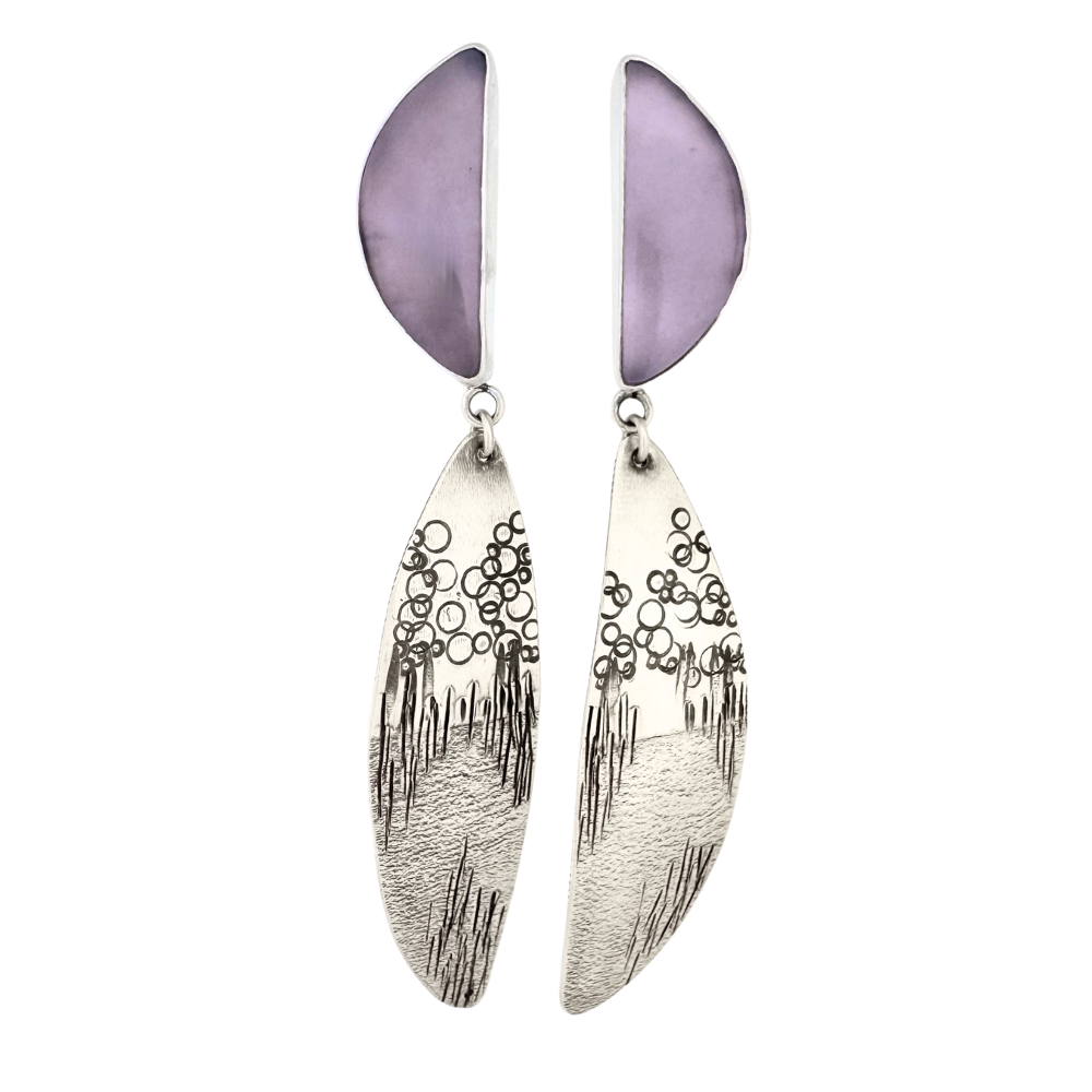 Silver and Chalcedony Silver Landscape Earrings 12