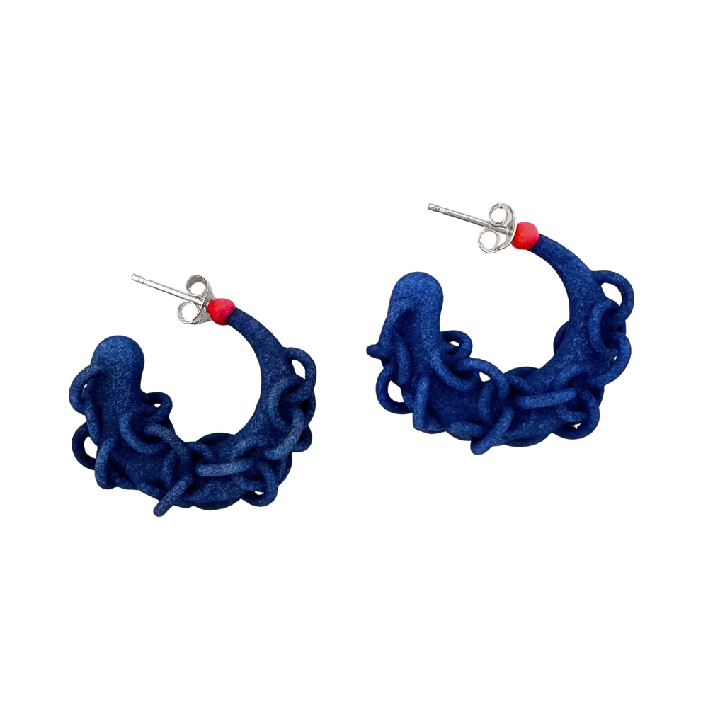 Purple Denim Mini Chain Hoops