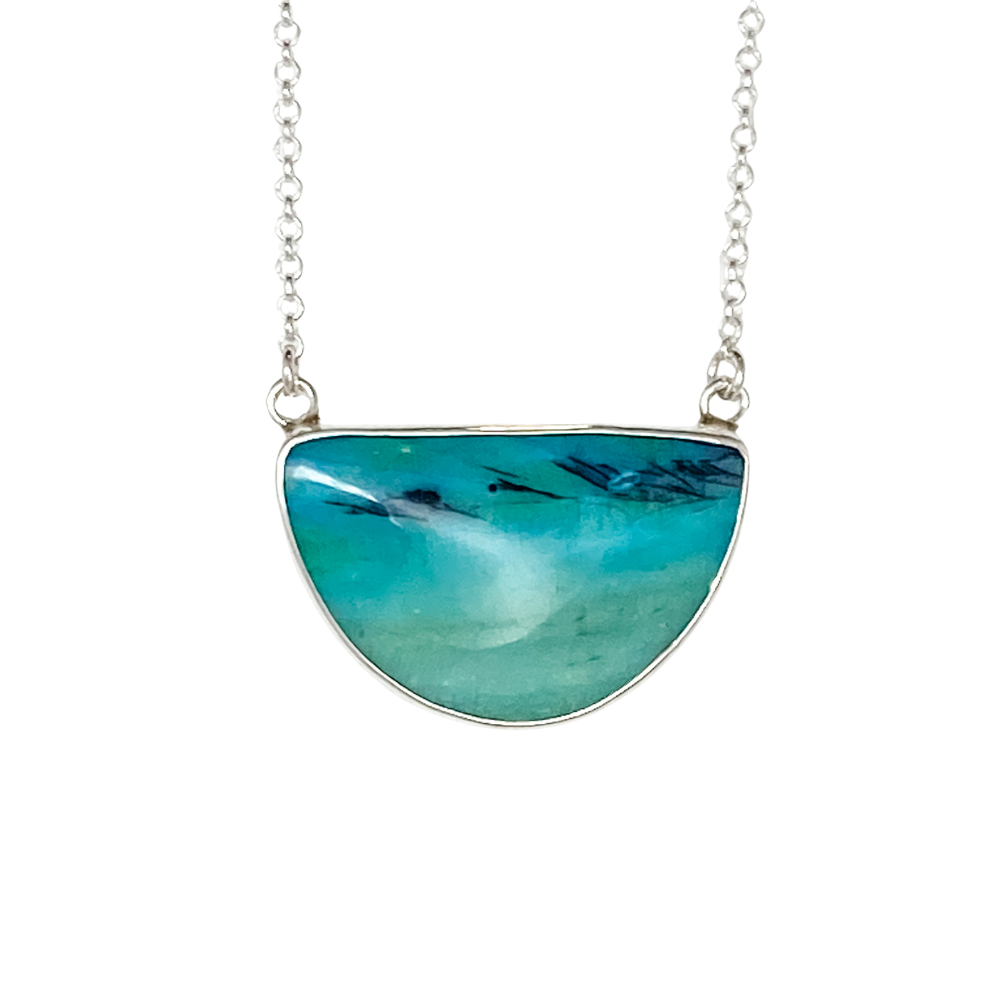 Opalized Wood Pendant with Whale