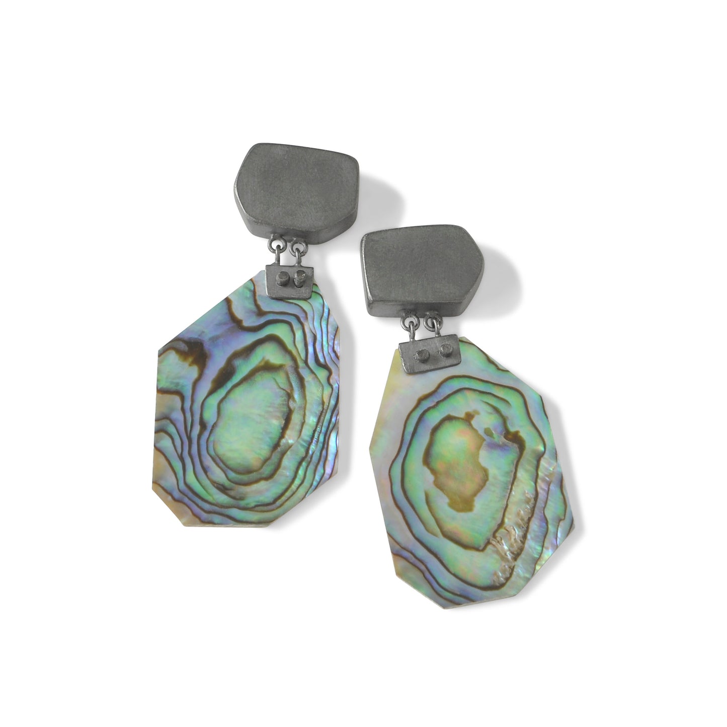 OXIDIZED DARK GREEN ABALONE CHUNK POSTS