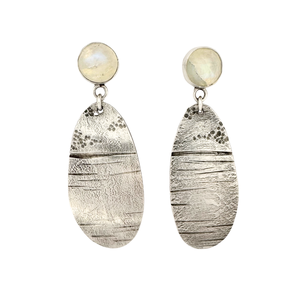 Moonstone Silver Landscape Earrings