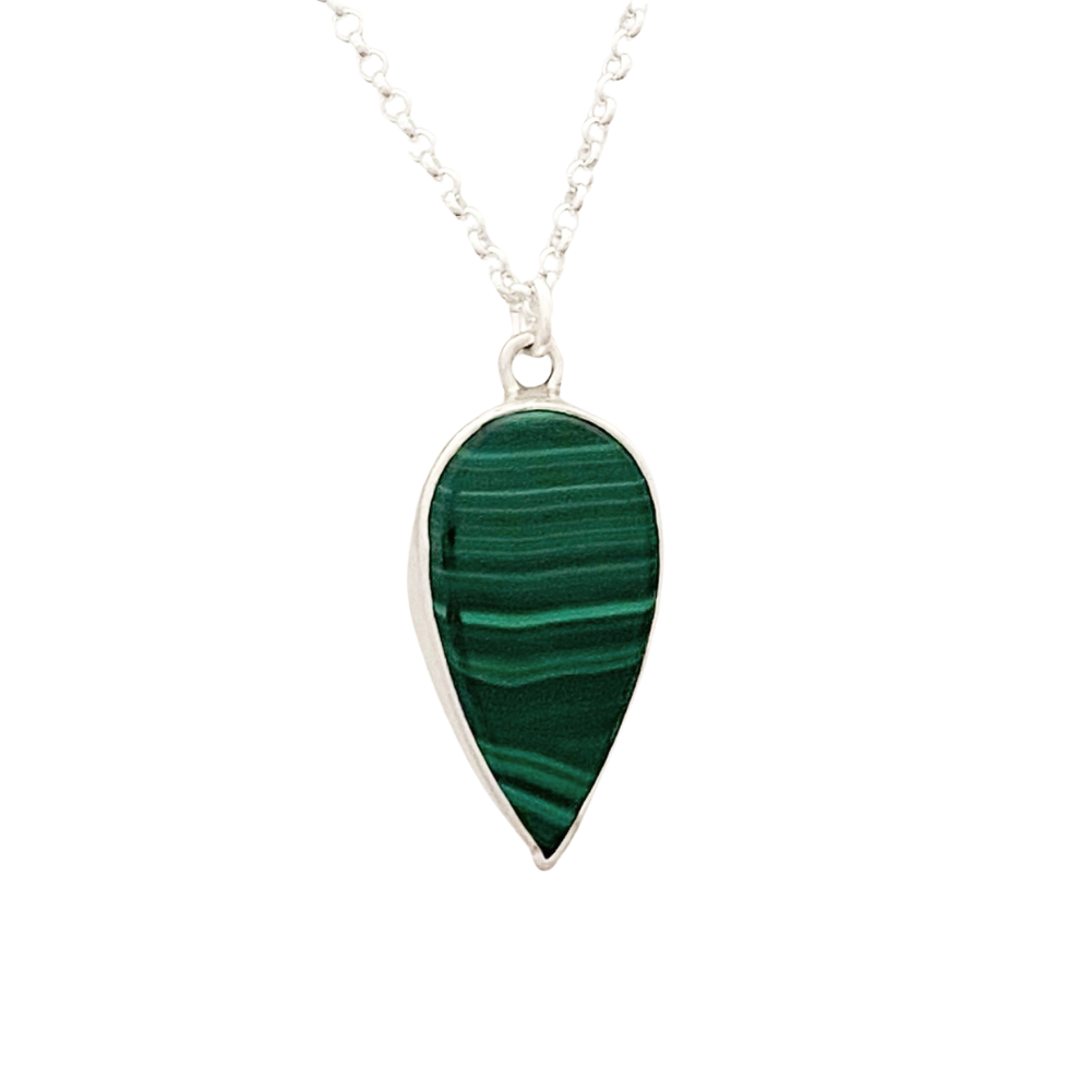Malachite Pendant with Leaf