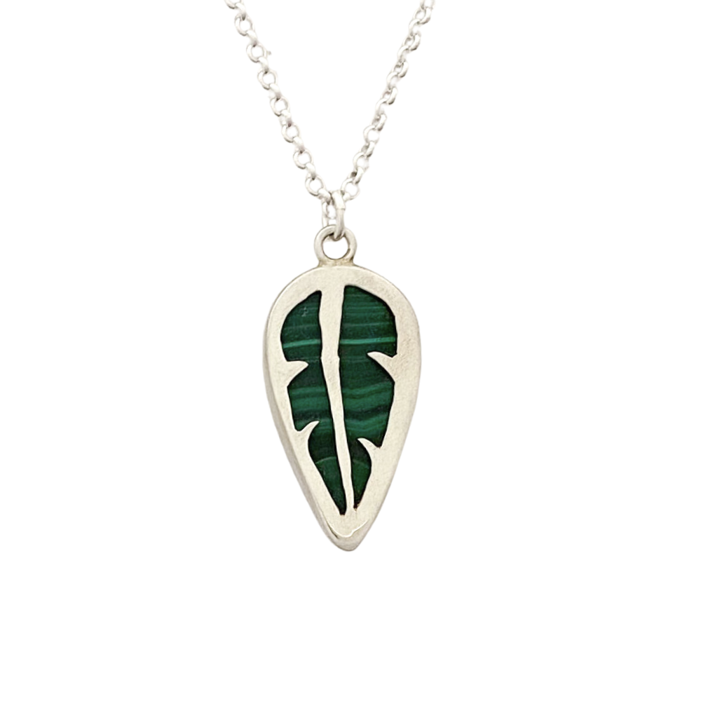 Malachite Pendant with Leaf