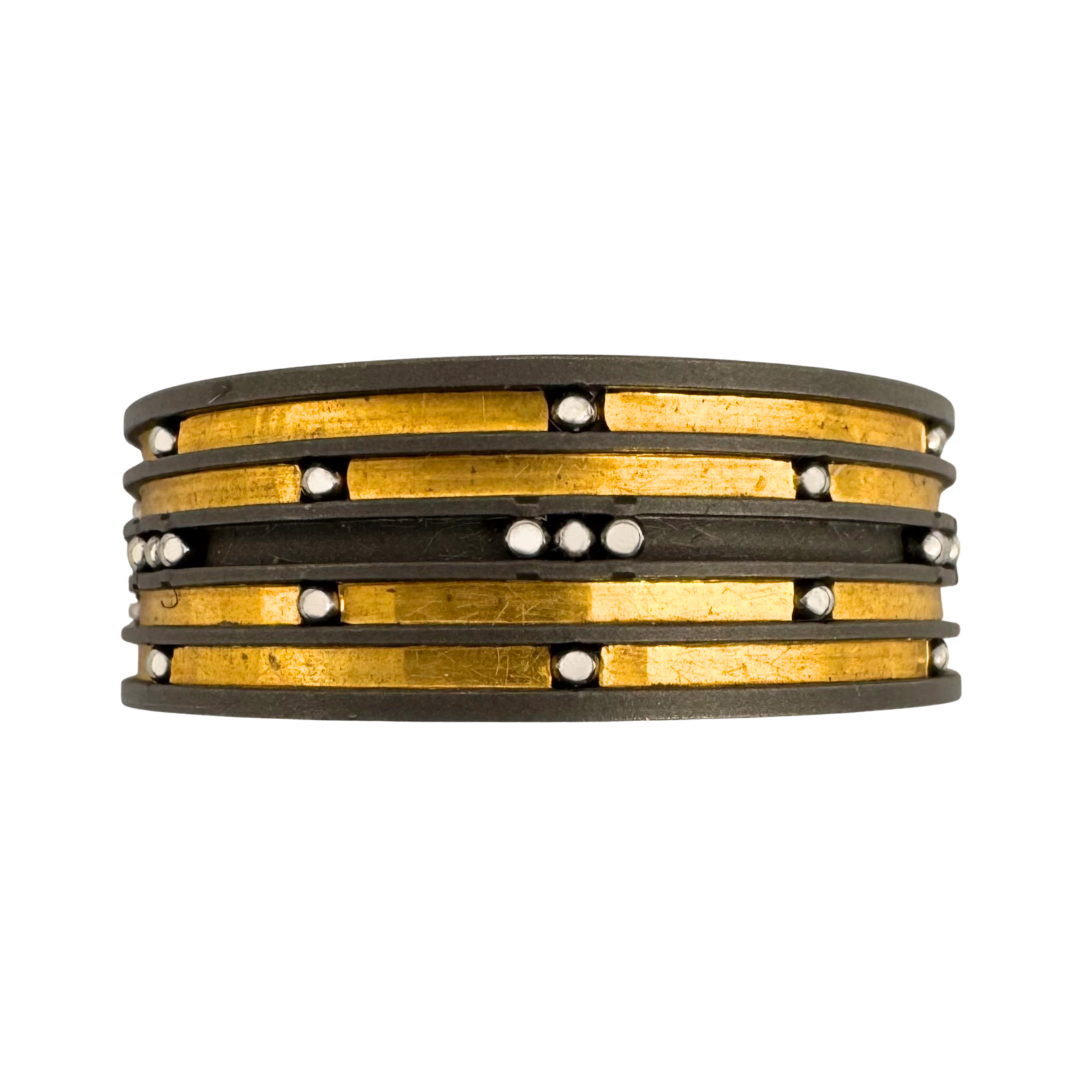 Titanium (5)channel band with 24K gold inlay and stainless balls