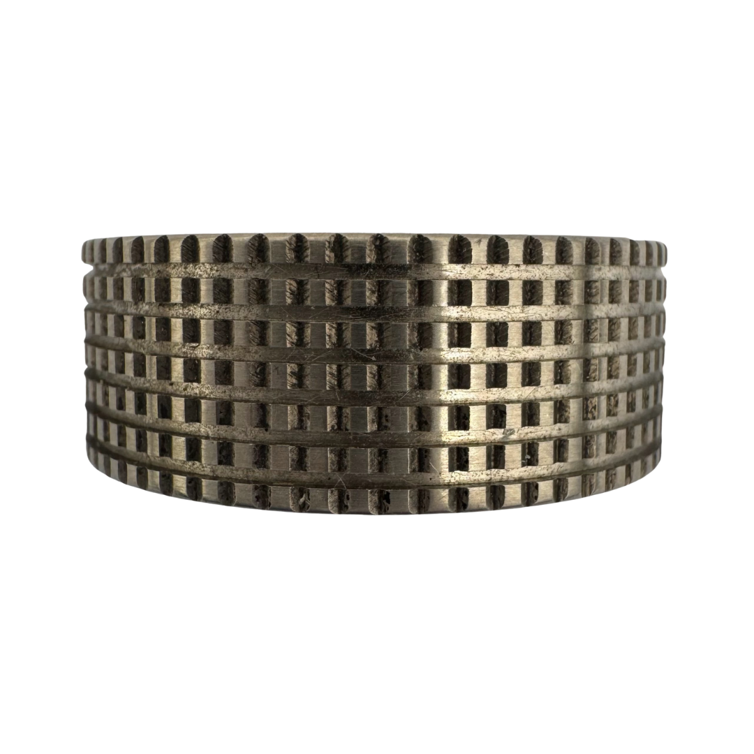 Titanium (6)channel 'hob-nail' texture band with natural finish