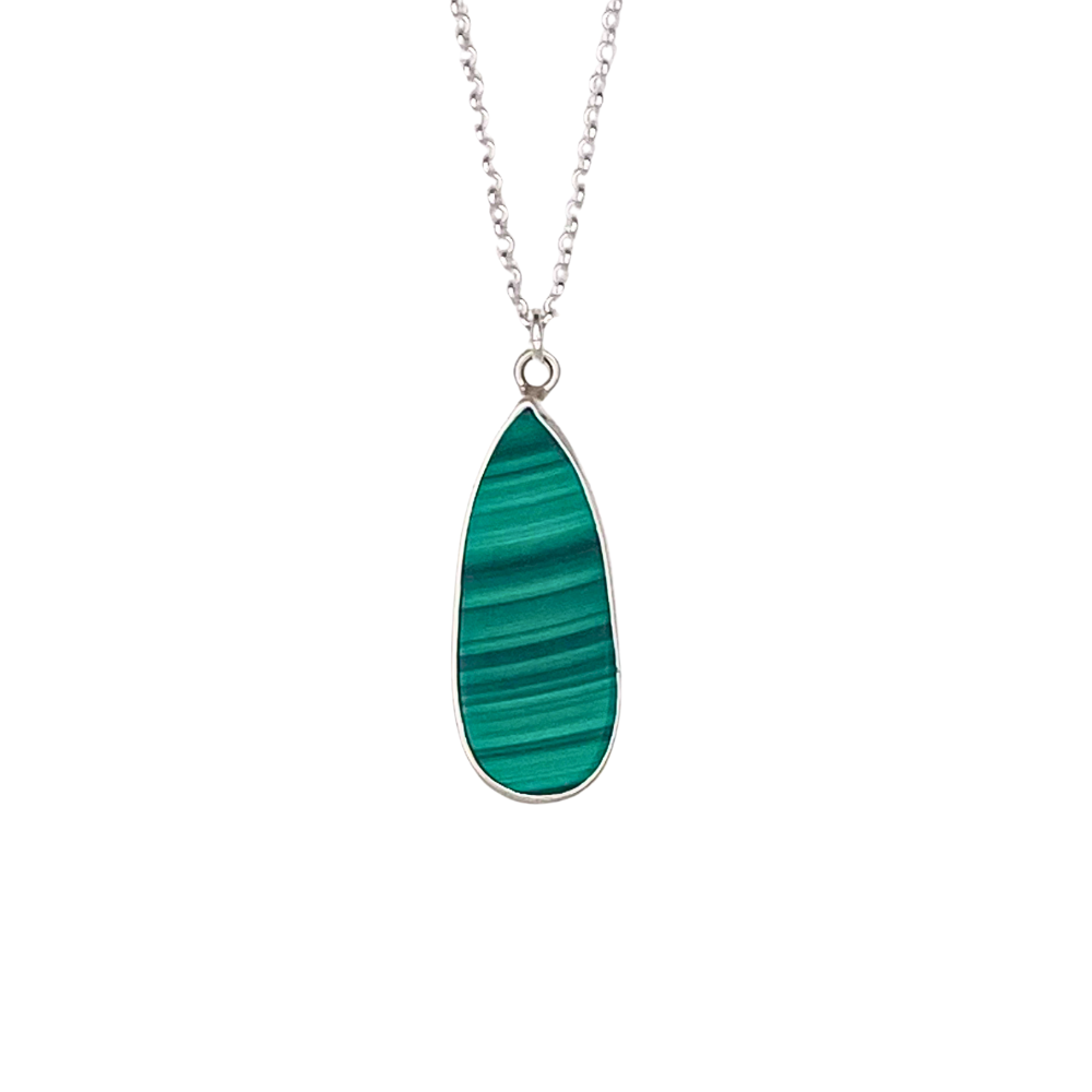 Malachite Pendant with Leaf