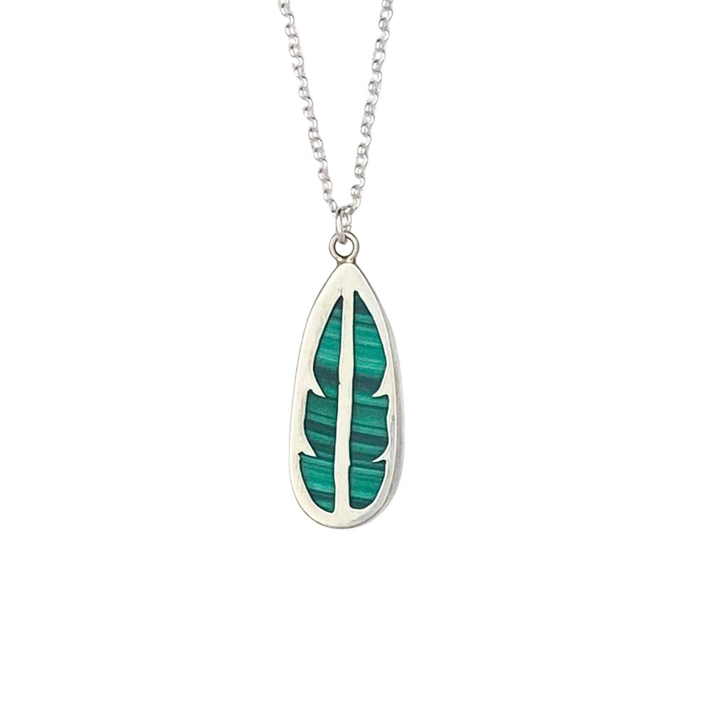 Malachite Pendant with Leaf