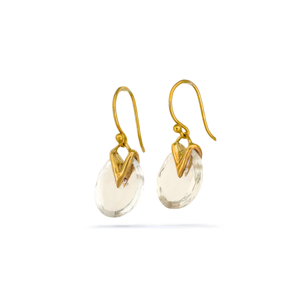 Tiny Lily Pad Earrings in 14k gold