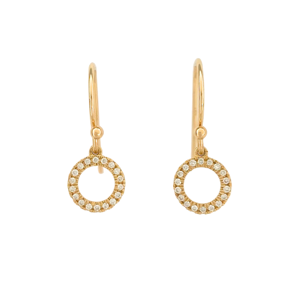 14kt Gold Tiny Circle Diamond Earrings