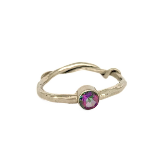 14k Twisted Vine Band with Mystic Topaz