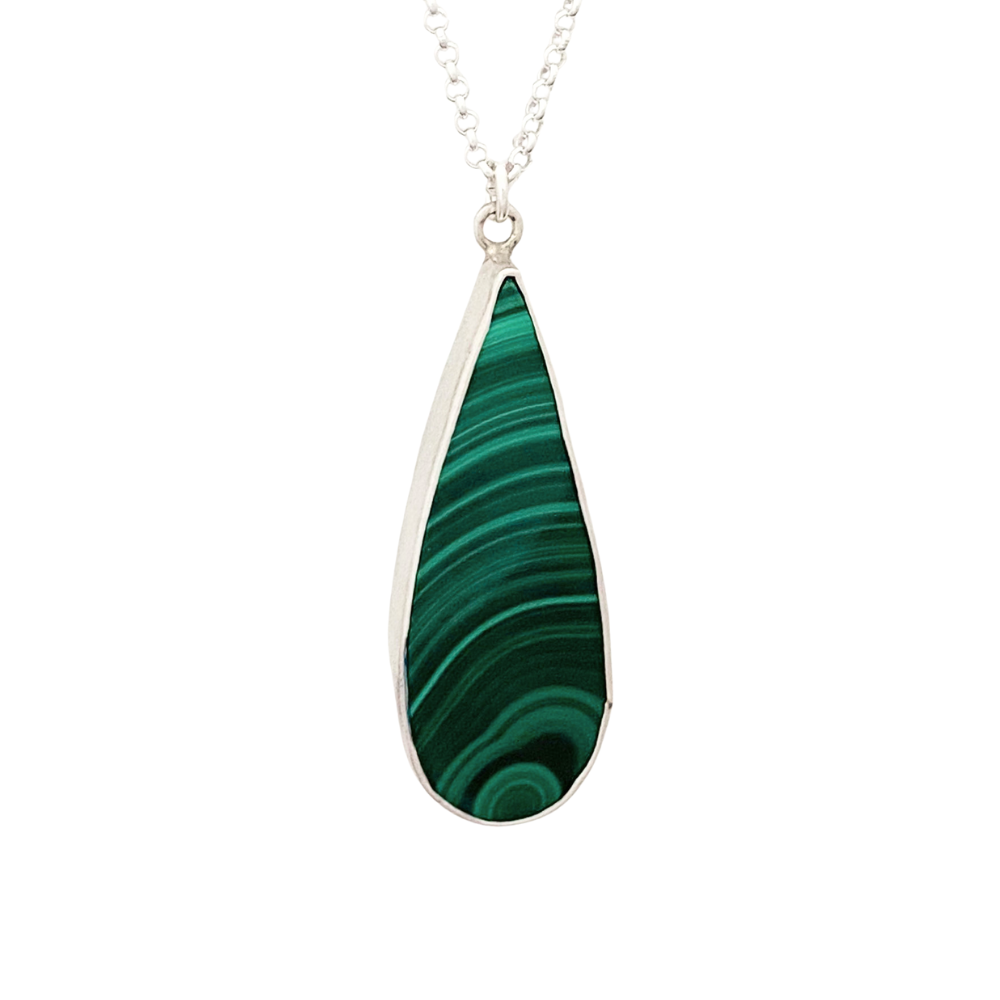 Malachite Pendant with Leaf