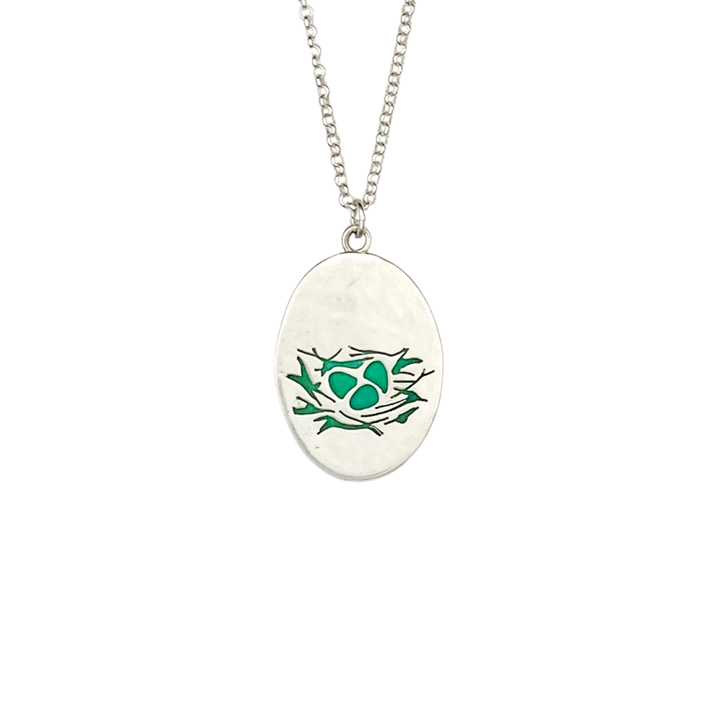 Turquoise Pendant with Birds Nest