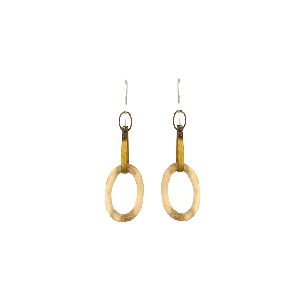 Antler Ring Brass Earrings