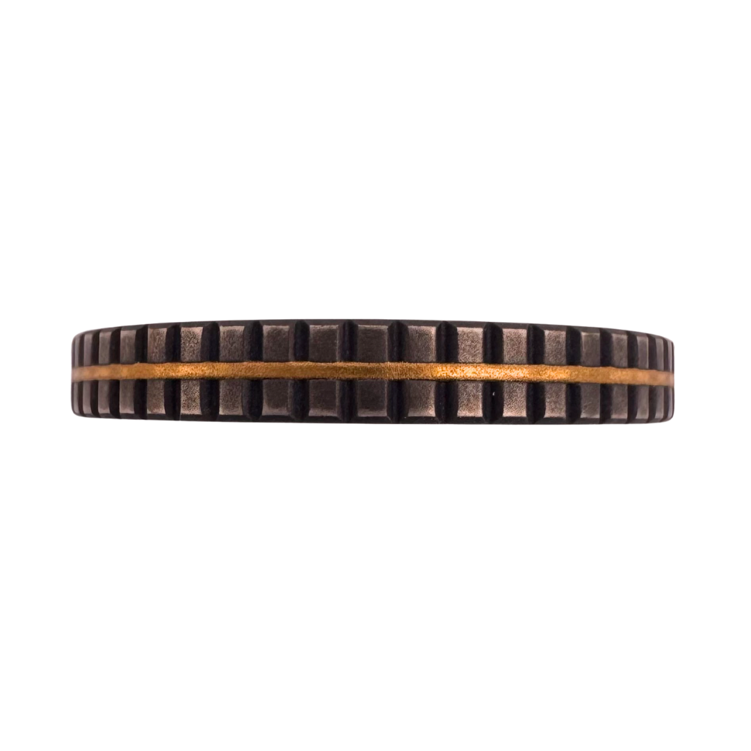 Titanium single channel knurled hobnail ring with 24K gold inlay