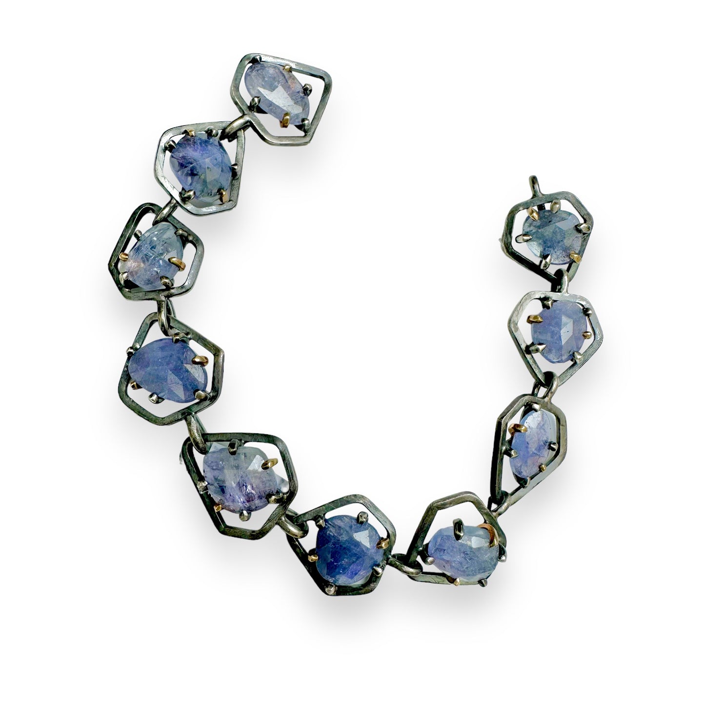 Tanzanite Silver and Gold Bracelet