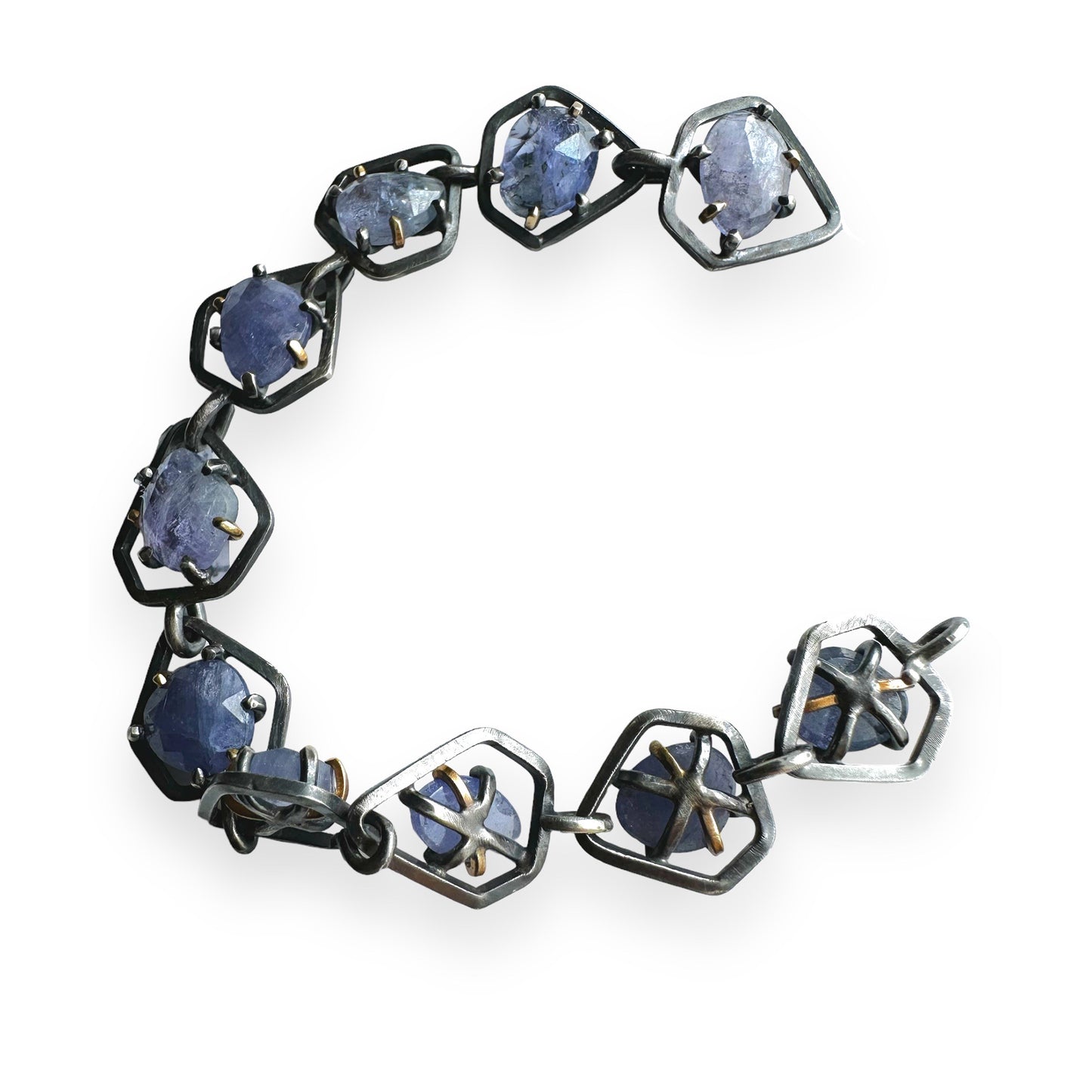 Tanzanite Silver and Gold Bracelet
