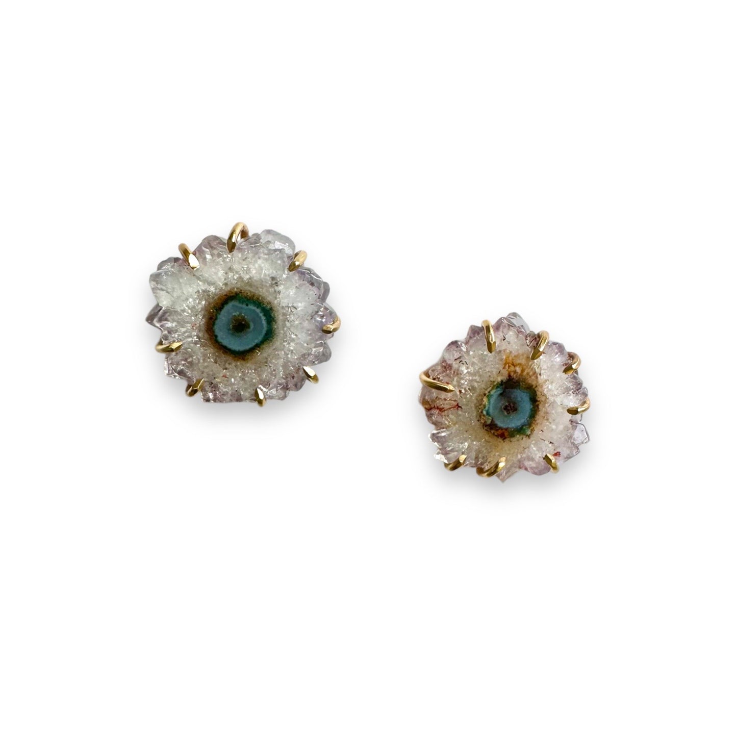 Amethyst Stalactite Slices 14k Gold Earrings