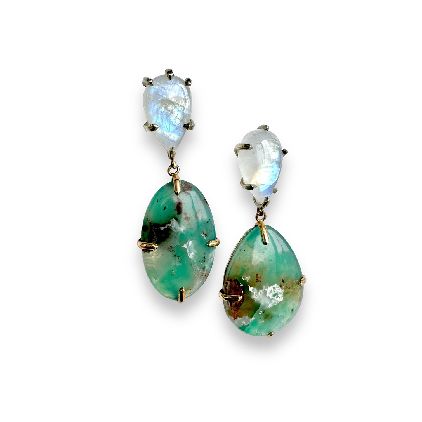Rainbow Moonstone and Aquaprase Silver and Gold