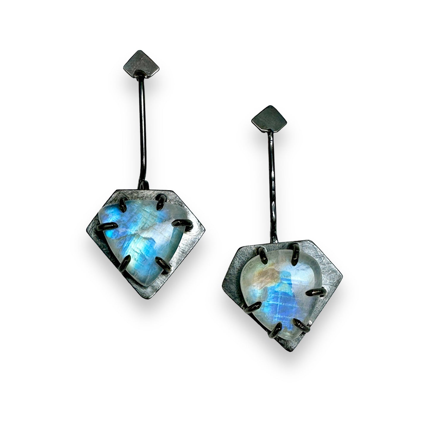 Rainbow Moonstone Silver Earrings
