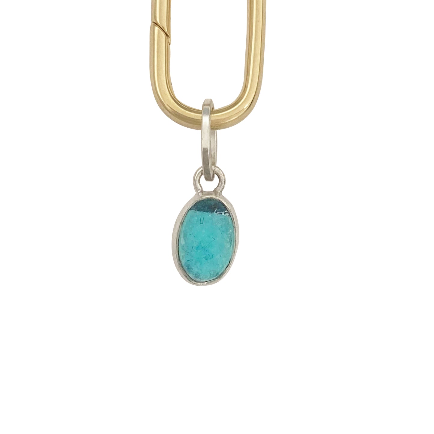 Round Sky Blue Druzy Charm