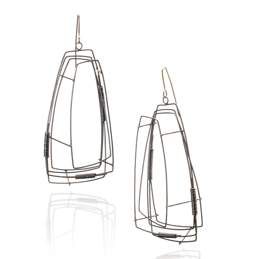 OOAK Off Rectangle Structure Earrings