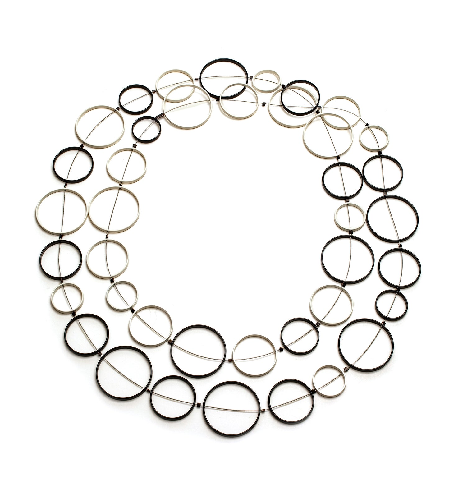 48” Black and White Circle Necklace