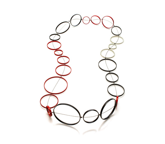 Black, White and Red Circle Necklace