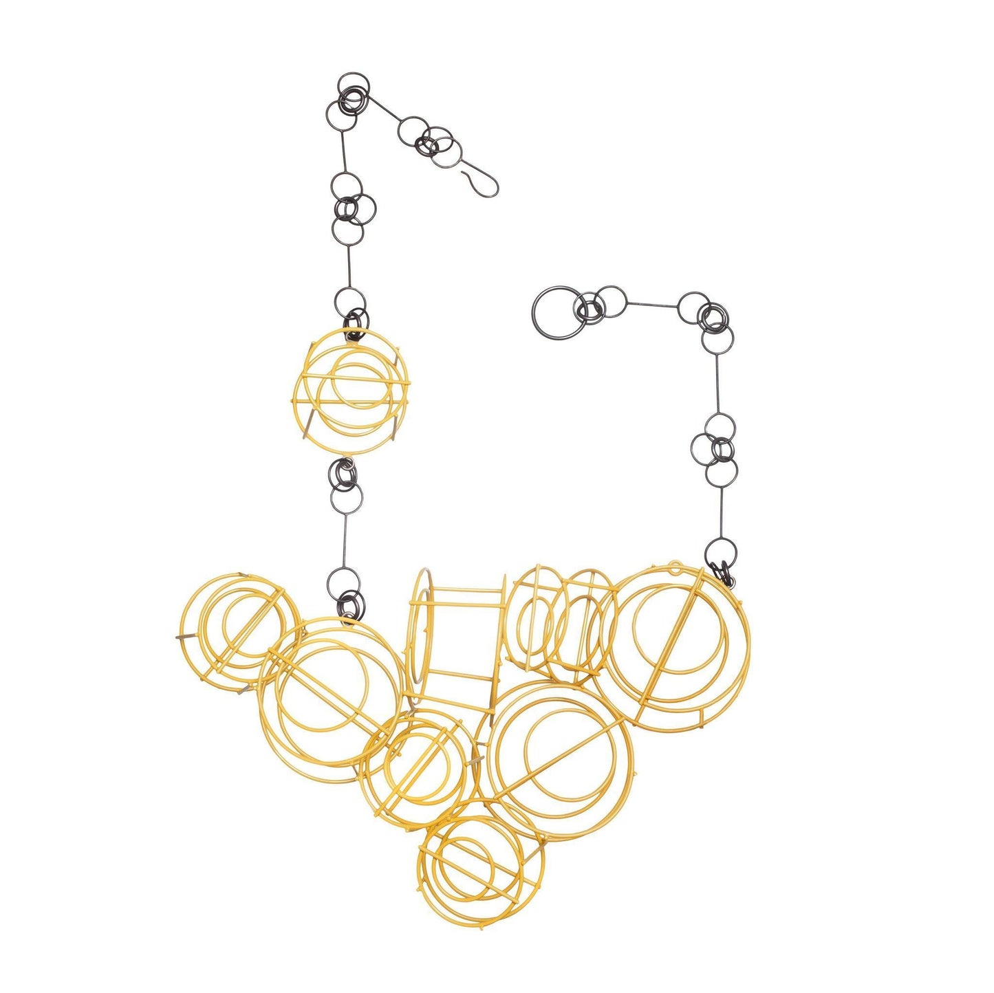 Yellow Circle Cluster Necklace