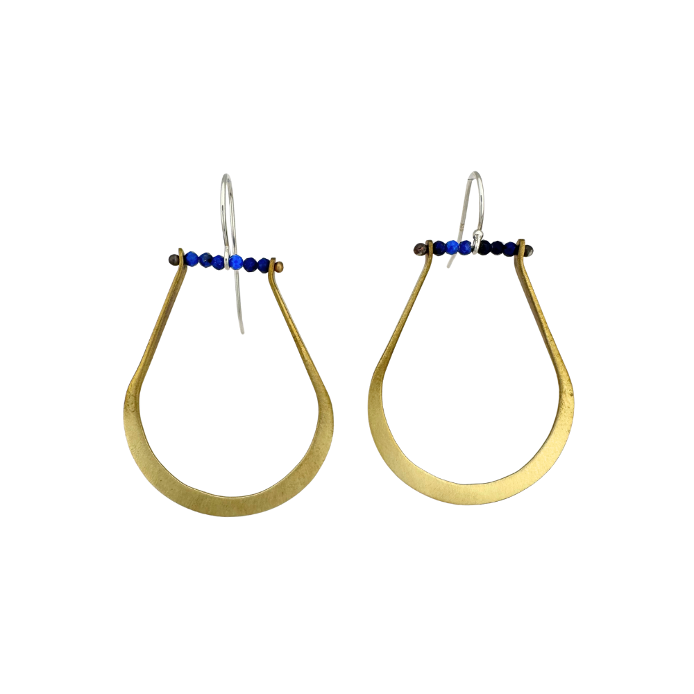 Lapis and Brass Earrings