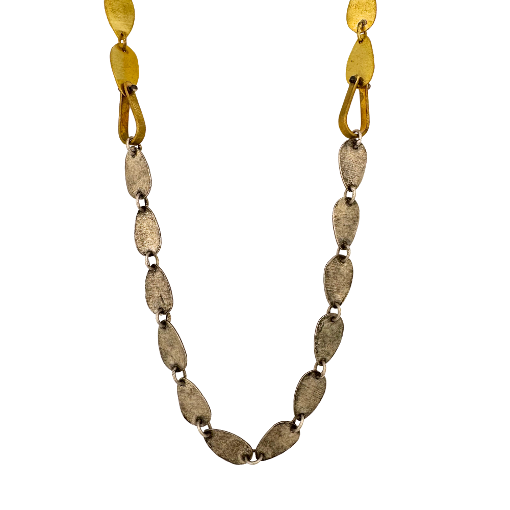 Silver and Brass Tear Chain Necklace