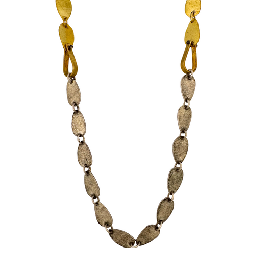 Silver and Brass Tear Chain Necklace