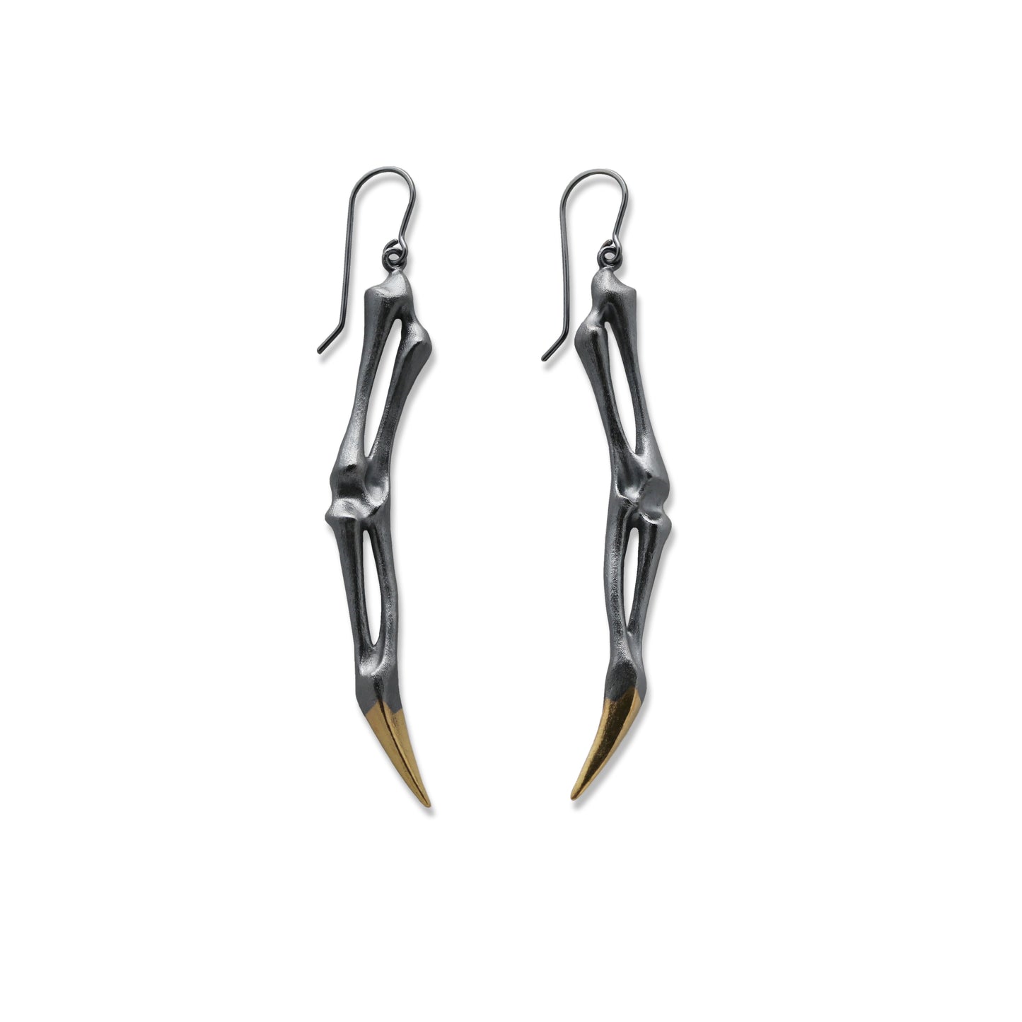 RANKA plain long earrings, black and gold