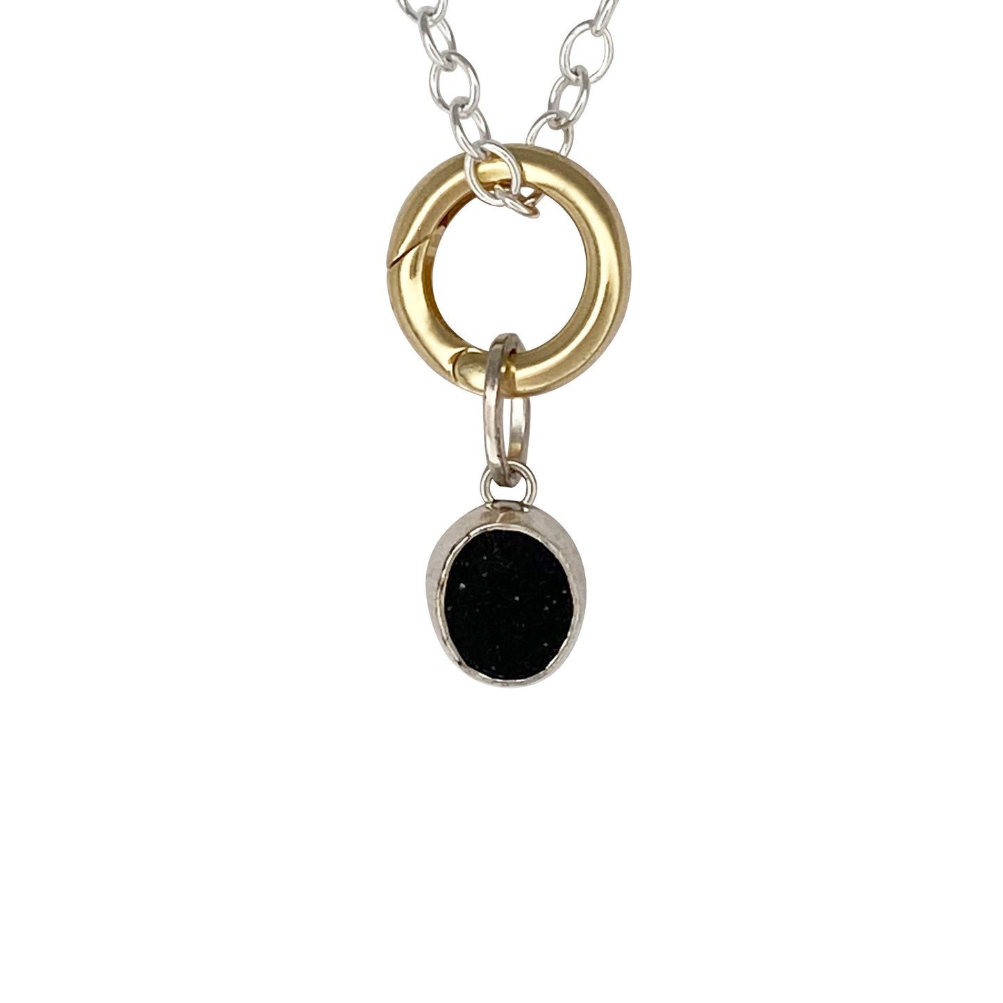 Round Black Druzy Charm